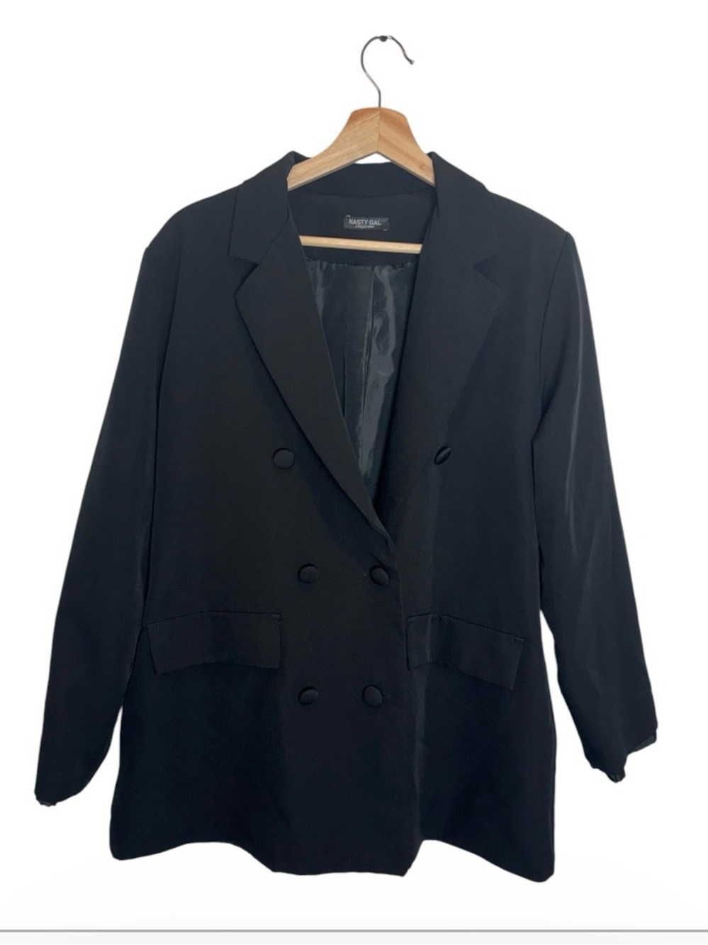 Nasty Gal Collection Black Double Breasted Oversized Blazer Jacket Retail $130